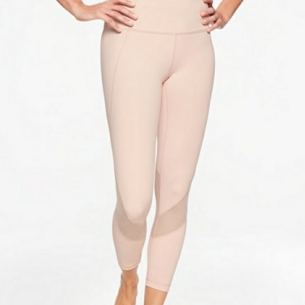 ATHLETA eclipse 7/8 Ballerina pink mesh tights S